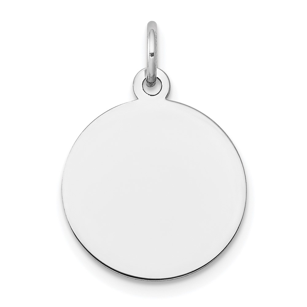 XWM605_18.jpg 14k White Gold Plain .018 Gauge Round Engravable 15mm Disc Charm - Image 1