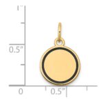 14k White Gold with Black Enamel Edge .027 Gauge Round Engravable 13mm Disc Charm - Image 4