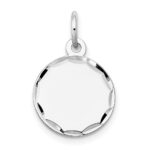 14k White Gold Etched Edge .013 Gauge Engraveable Round 13mm Disc Charm