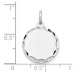 14k White Gold Etched Edge .018 Gauge Engraveable Round 16mm Disc Charm - Image 2