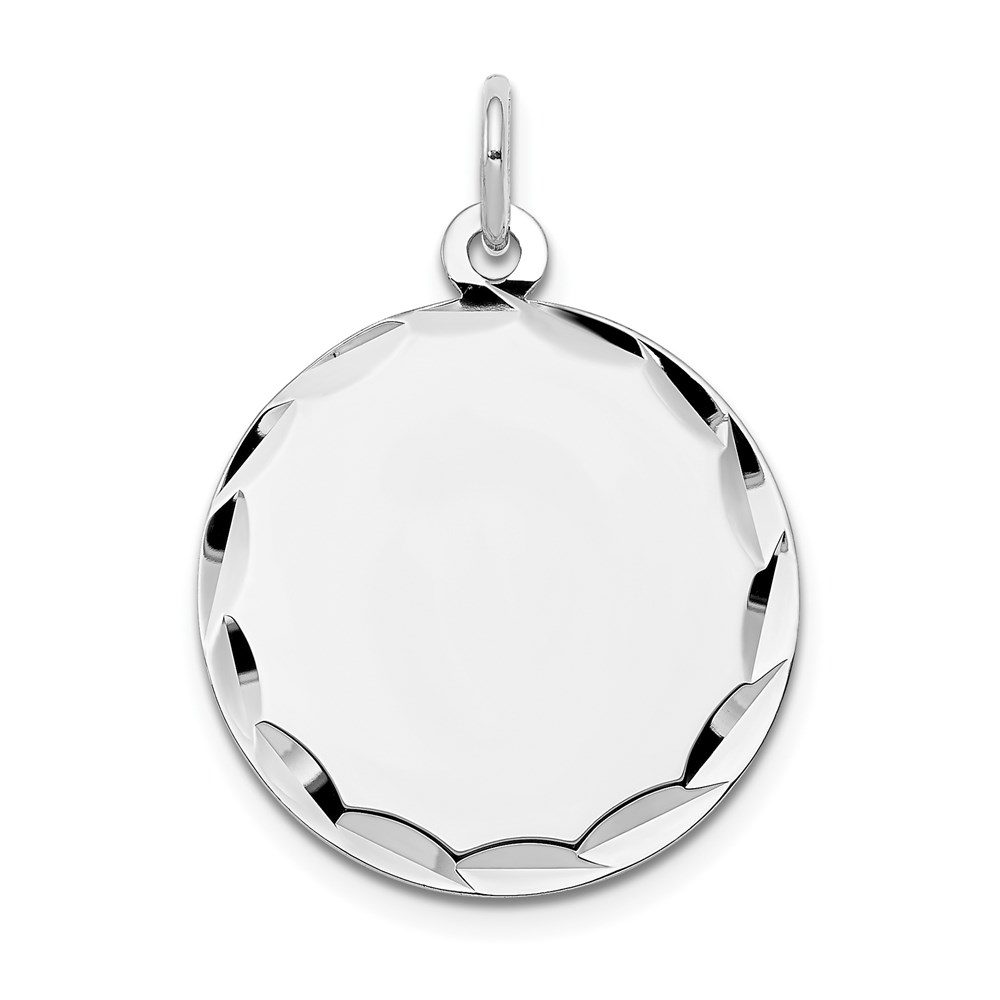 XWM618_18-5.jpg 14k White Gold Etched Edge .027 Gauge Engraveable Round 19mm Disc Charm - Image 1