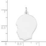 14k White Gold Plain Medium.035 Depth Facing Left Engravable Boy Charm - Image 3