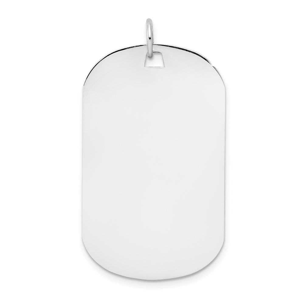 XWM621_18-1.jpg 14k White Gold Plain .018 Gauge Engraveable 35x20mm Dog Tag Disc Charm - Image 1