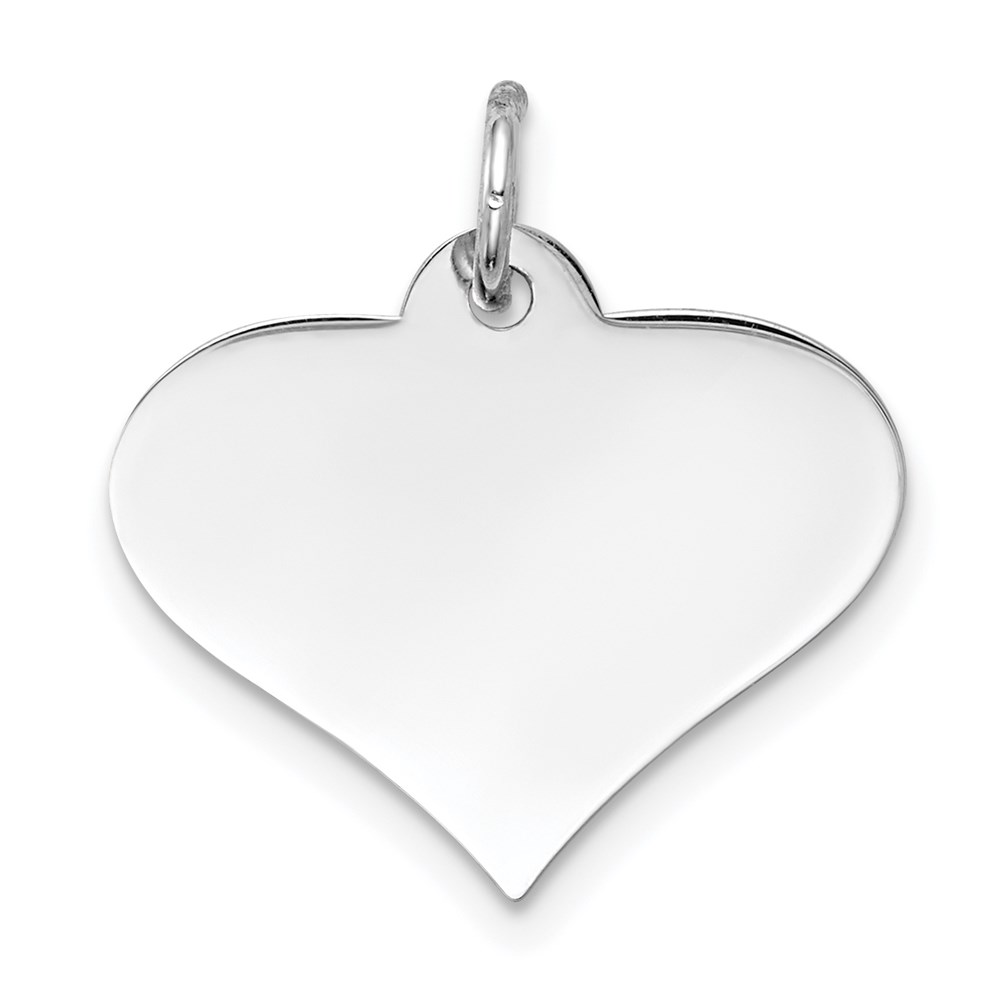 XWM625_18.jpg 14k White Gold Plain .011 Gauge Engraveable Heart 16x18mm Disc Charm - Image 1