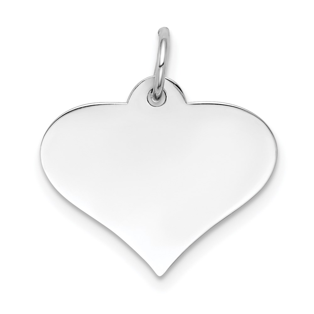 XWM626_18-1.jpg 14k White Gold Plain .013 Gauge Engraveable Heart 18x19mm Disc Charm - Image 1