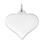 14k White Gold Plain .035 Gauge Engraveable Heart 19x22mm Disc Charm