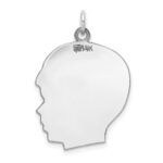 14k White Gold Plain Large.018 Depth Facing Right Engravable Boy Charm - Image 3