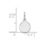 14k White Gold Plain .027 Gauge Round Engravable 7.5mm Disc Charm - Image 2
