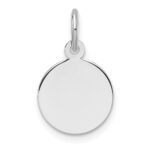 14k White Gold Plain .013 Gauge Round Engravable 10.6mm Disc Charm