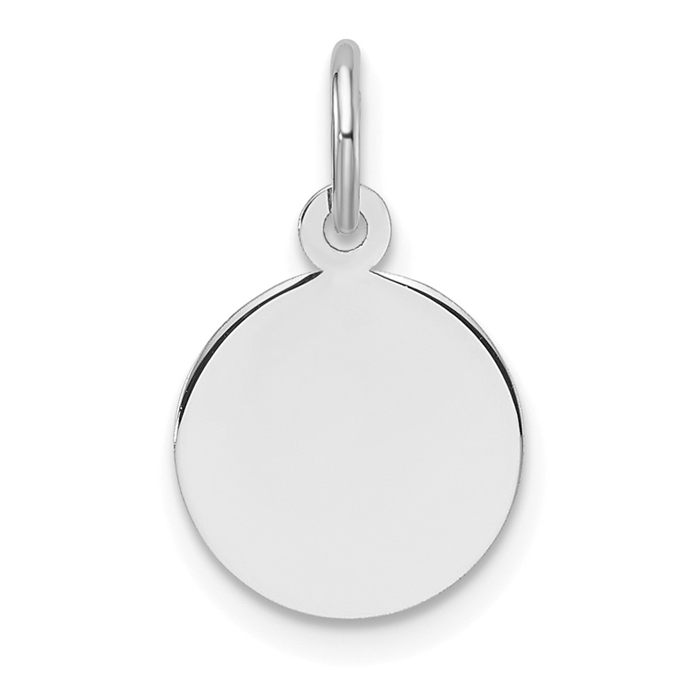 XWM674-5.jpg 14k White Gold Plain .027 Gauge Round Engravable 10.6mm Disc Charm - Image 1
