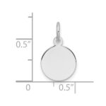14k White Gold Plain .027 Gauge Round Engravable 10.6mm Disc Charm - Image 2