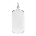 14k White Gold Plain .011 Gauge Rectangular Engravable 26x12mm Disc Charm