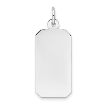 14k White Gold Plain .027 Gauge Rectangular Engravable 26x12mm Disc Charm