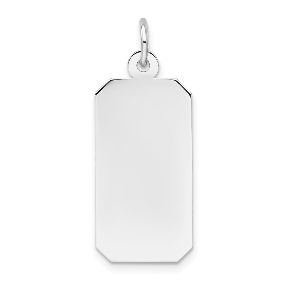 XWM98_18.jpg 14k White Gold Plain .011 Gauge Rectangular Engravable 26x12mm Disc Charm - Image 1