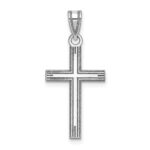 14k White Gold Solid Laser Etched Cross Pendant