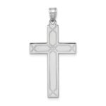 14k White Gold Solid Laser Etched Cross Pendant
