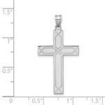 14k White Gold Solid Laser Etched Cross Pendant - Image 3