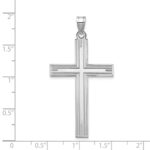 14k White Gold Solid Laser Etched Cross Pendant - Image 3