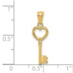 14K Polished 3D Heart Key Charm - Image 3