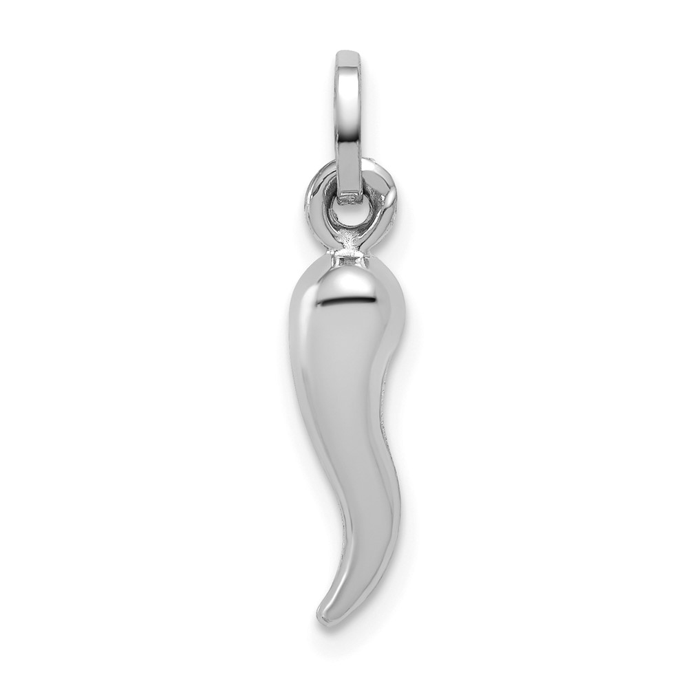 YC1094W.jpg 14k White Gold Hollow Italian Horn Charm - Image 1