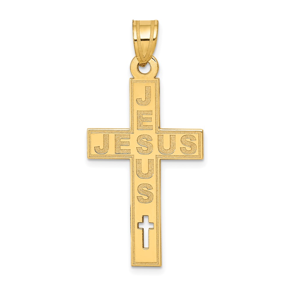 YC1196.jpg 14K Laser Cut JESUS Cross Charm - Image 1