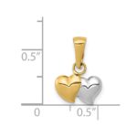 14K and White Rhodium Double Heart Pendant - Image 3