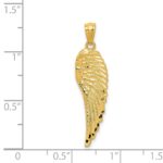 14K Polished and Textured Angel Wing Pendant - Image 3