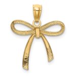14k Gold Polished Small Ribbon Bow Pendant - Image 4