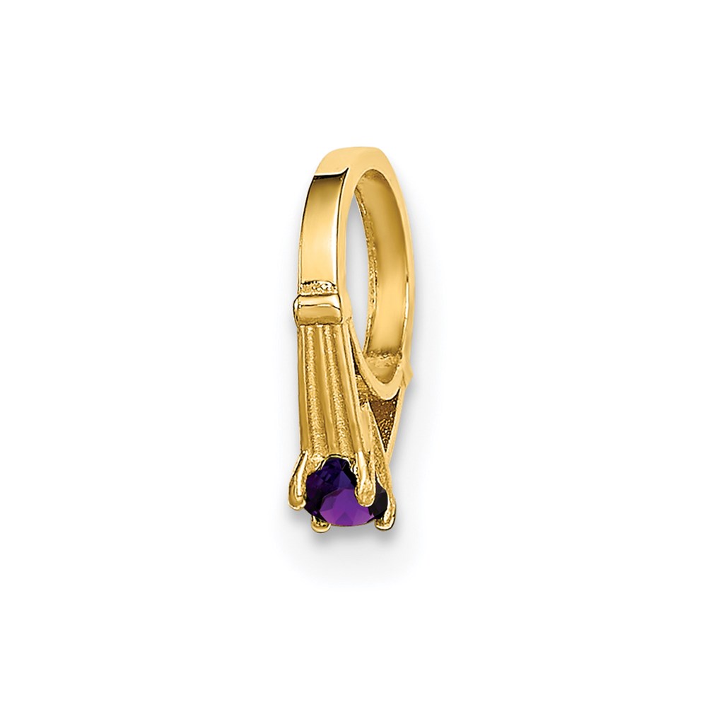 YC1334.jpg 14K 3-D February Ring with Dark Purple CZ Charm - Image 1