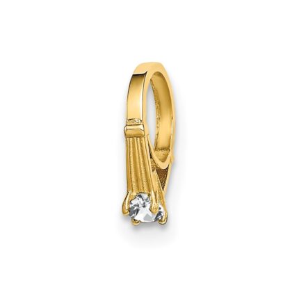 14K 3-D April Ring with White CZ Charm