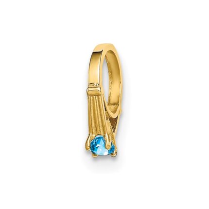 14K 3-D December Ring with Aqua CZ Charm