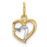 14K and White Rhodium Polished Hearts Pendant - Image 3