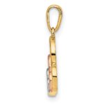 14K with Rose and White Rhodium Polished 3 Hearts Pendant - Image 2