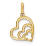 14K with Rose and White Rhodium Polished 3 Hearts Pendant - Image 3