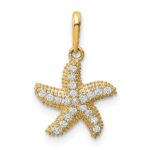 14K CZ Starfish Pendant