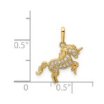 14K Rearing Unicorn CZ Pendant - Image 3