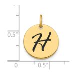 14k Polished Black Enamel Letter H Initial Disk Charm - Image 2
