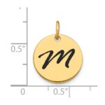 14k Polished Black Enamel Letter M Initial Disk Charm - Image 2
