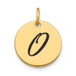 14k Polished Black Enamel Letter O Initial Disk Charm