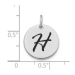 14kw Polished Black Enamel Letter H Initial Disk Charm - Image 2