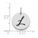14kw Polished Black Enamel Letter L Initial Disk Charm - Image 3