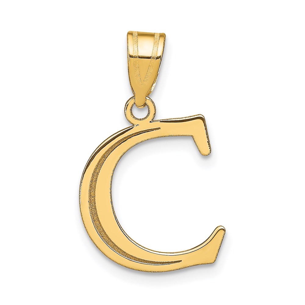 YC1437C.jpg 14k Polished Etched Letter C Initial Pendant - Image 1