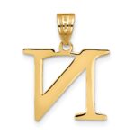 14k Polished Etched Letter N Initial Pendant - Image 3