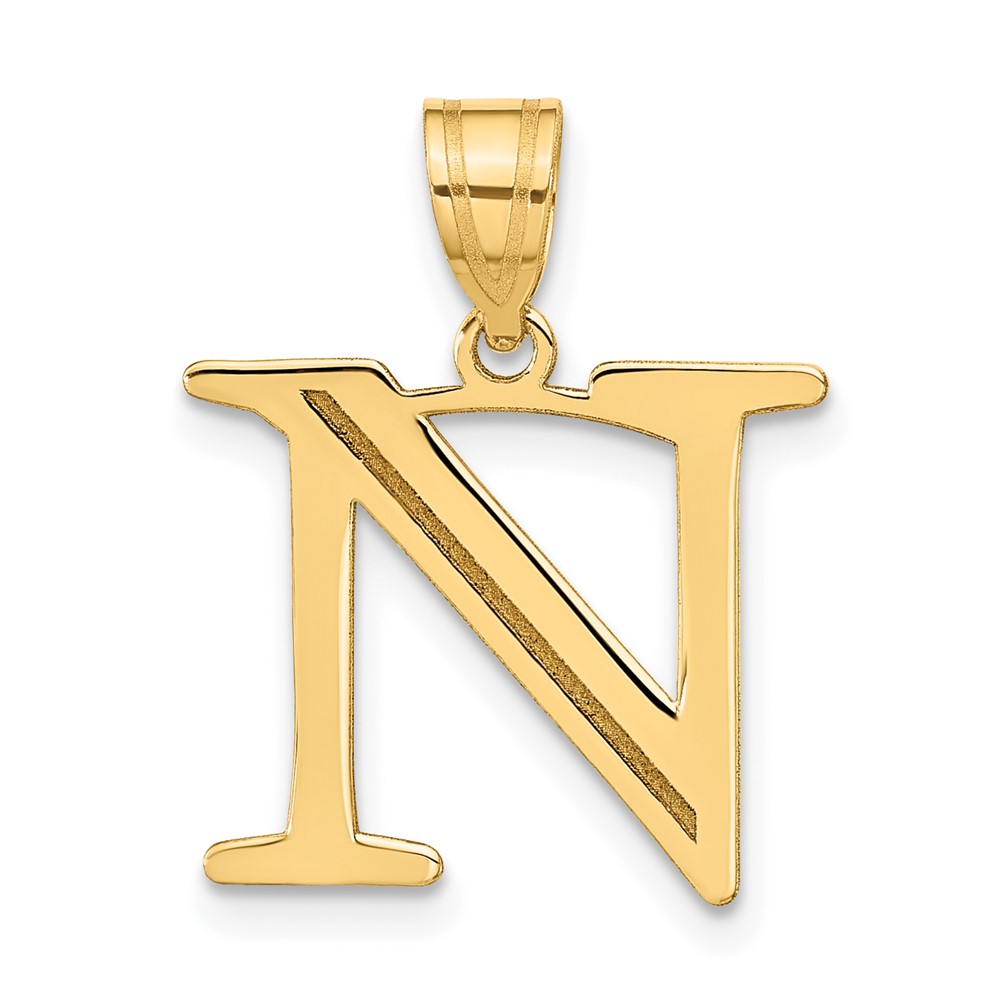 YC1437N.jpg 14k Polished Etched Letter N Initial Pendant - Image 1