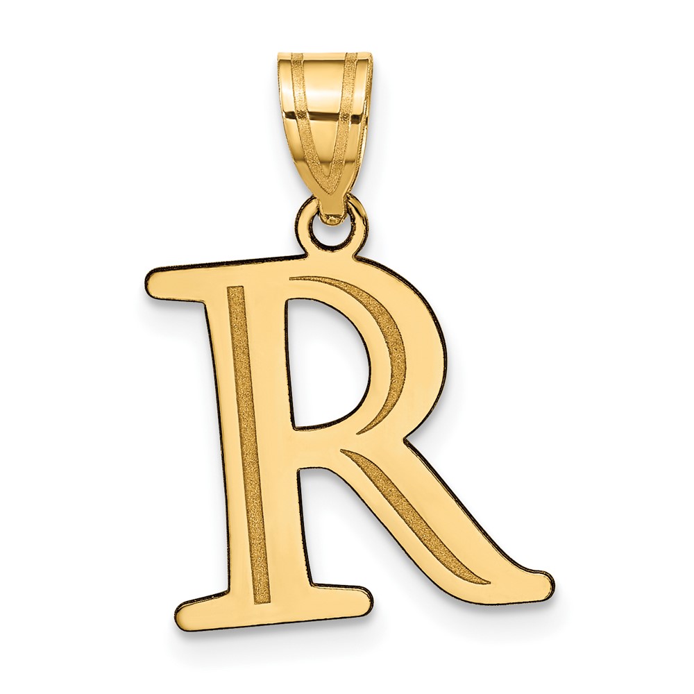 YC1437R.jpg 14k Polished Etched Letter R Initial Pendant - Image 1