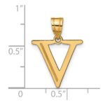 14k Polished Etched Letter V Initial Pendant - Image 4