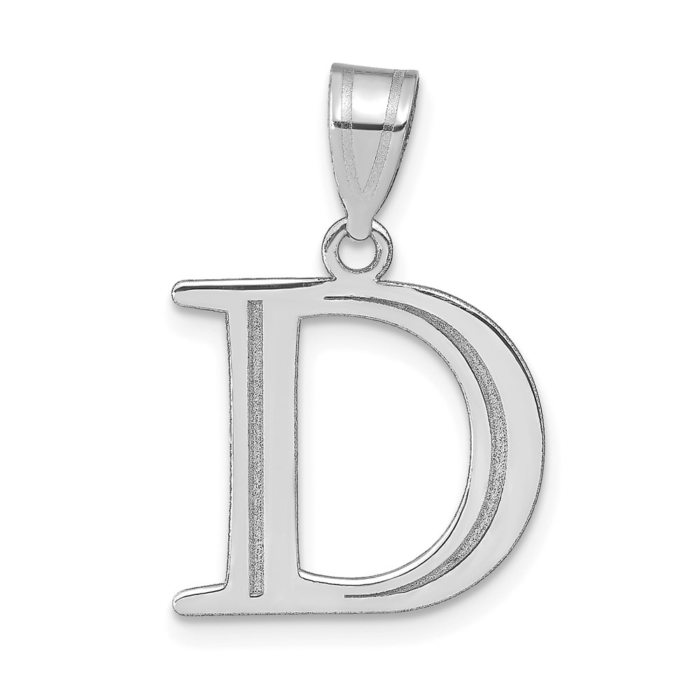 YC1437WD.jpg 14kw Polished Etched Letter D Initial Pendant - Image 1
