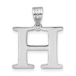 14kw Polished Etched Letter H Initial Pendant - Image 3