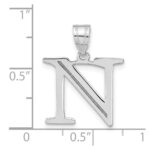 14kw Polished Etched Letter N Initial Pendant - Image 4