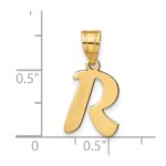 14k Polished Script Letter R Initial Pendant - Image 4